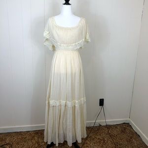 Vintage 70s Peasant Maxi Dress Sz XS